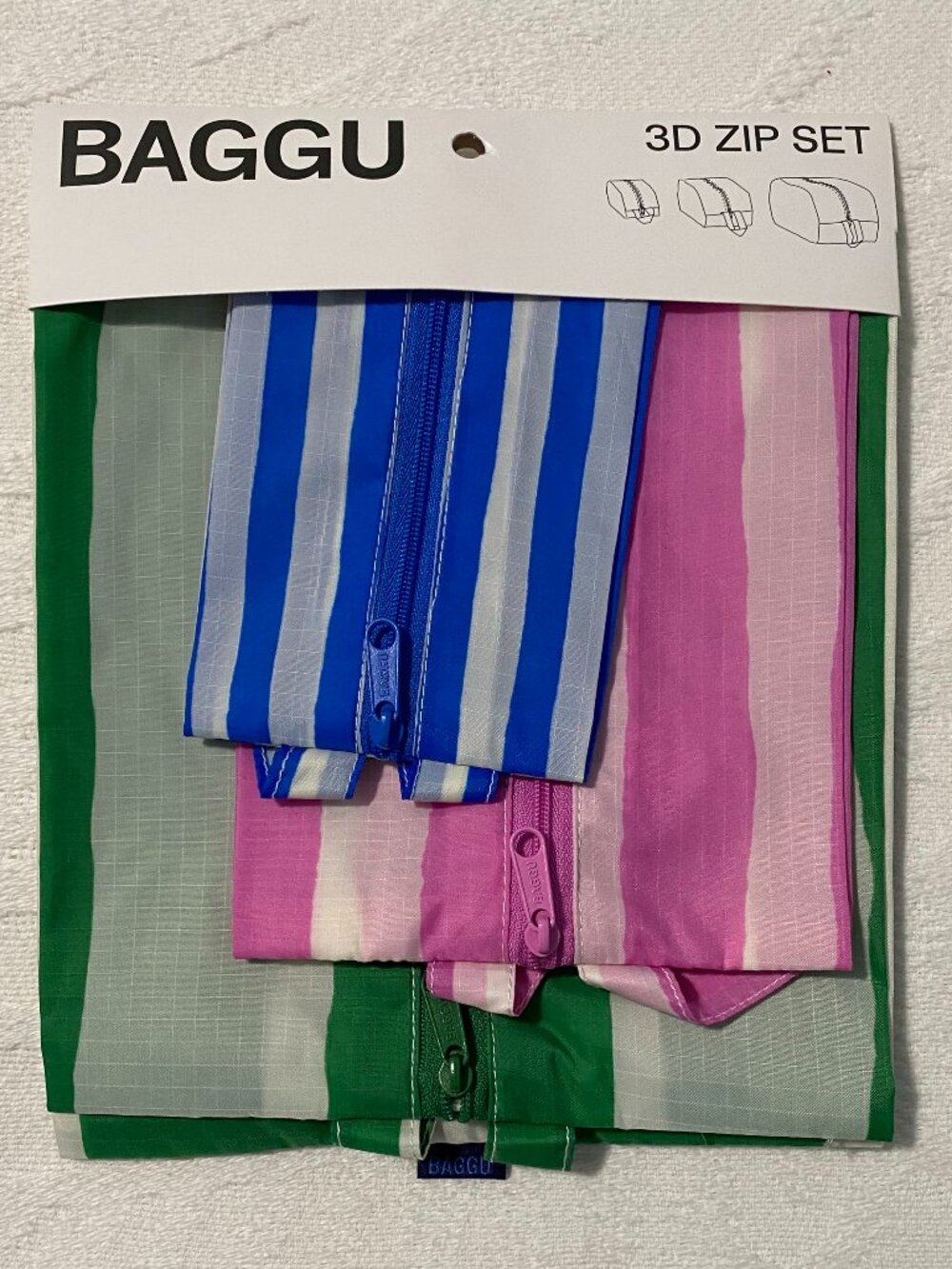 NWT Baggu 3d Zip Set Painted Stripe